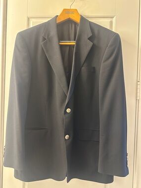 Lands' End Men's Black Sport Coat with Silver Buttons